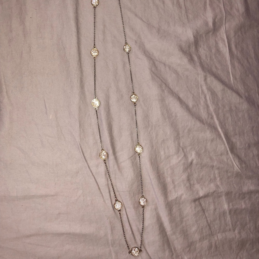 Gold necklace with pave pendants